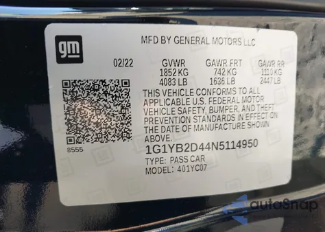 2022 Chevrolet Corvette Stingray Rwd 2Lt from USA, damaged, VIN 1G1YB2D44N5114950